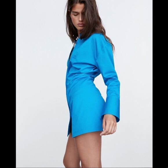 Zara blue cotton shirtdress - Picture 10 of 10